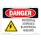 Signmission Safety Sign, OSHA Danger, 5" Height, 7" Width, Potential Exposed Electrical Hazard, Landscape OS-DS-D-57-L-2222 - alternate 1